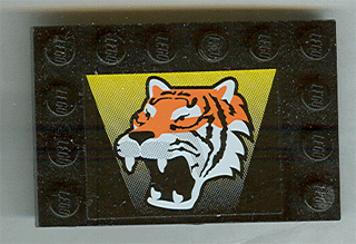 Tile, Modified 4 x 6 with Studs on Edges with Tiger Pattern (Sticker) - Set 6616