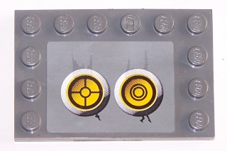 Tile, Modified 4 x 6 with Studs on Edges with 2 Yellow Circles with Bionicle Code Pattern 1 (Sticker) - Set 8759