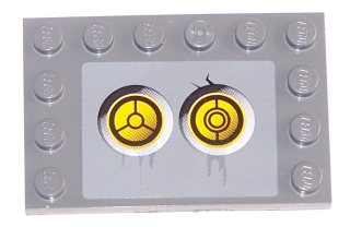 Tile, Modified 4 x 6 with Studs on Edges with 2 Yellow Circles with Bionicle Code Pattern 2 (Sticker) - Set 8759