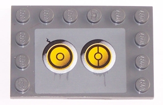 Tile, Modified 4 x 6 with Studs on Edges with 2 Yellow Circles with Bionicle Code Pattern 3 (Sticker) - Set 8759