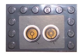 Tile, Modified 4 x 6 with Studs on Edges with 2 Yellow Circles with Bionicle Code Pattern 4 (Sticker) - Set 8759