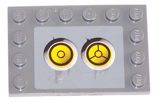 Tile, Modified 4 x 6 with Studs on Edges with 2 Yellow Circles with Bionicle Code Pattern 5 (Sticker) - Set 8759