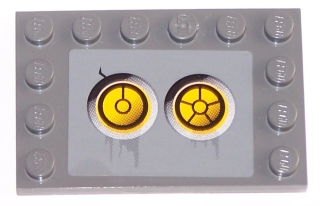 Tile, Modified 4 x 6 with Studs on Edges with 2 Yellow Circles with Bionicle Code Pattern 6 (Sticker) - Set 8759