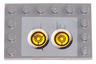Tile, Modified 4 x 6 with Studs on Edges with 2 Yellow Circles with Bionicle Code Pattern 7 (Sticker) - Set 8759