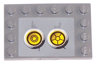Tile, Modified 4 x 6 with Studs on Edges with 2 Yellow Circles with Bionicle Code Pattern 8 (Sticker) - Set 8759