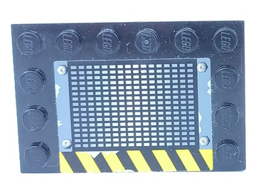 Tile, Modified 4 x 6 with Studs on Edges with Grille and Black and Yellow Danger Stripes Pattern Side B (Sticker) - Set 6208