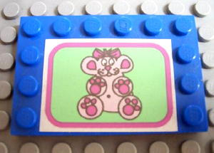 Tile, Modified 4 x 6 with Studs on Edges with Teddy Bear Pattern (Sticker) - Set 5895