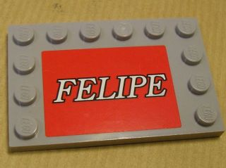 Tile, Modified 4 x 6 with Studs on Edges with 'FELIPE' Pattern (Sticker) - Set 8155