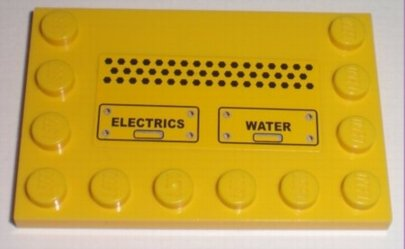 Tile, Modified 4 x 6 with Studs on Edges with Black 'ELECTRICS' and 'WATER' Pattern (Sticker) - Set 7632