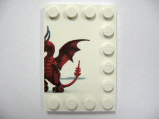 Tile, Modified 4 x 6 with Studs on Edges with Dragon and Knight Right Half Pattern