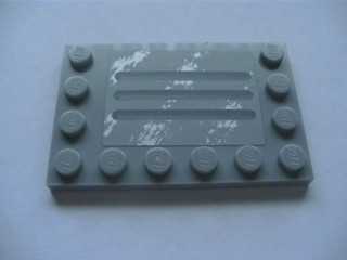 Tile, Modified 4 x 6 with Studs on Edges with Steel Plate with Scratches Type D Pattern (Sticker) - Set 8273