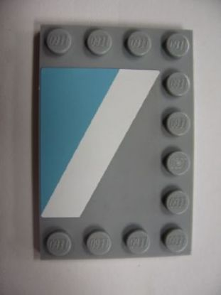Tile, Modified 4 x 6 with Studs on Edges with White Diagonal Stripe Left and Maersk Blue Pattern (Sticker) - Set 10219
