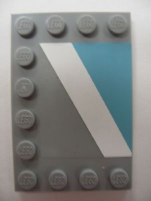 Tile, Modified 4 x 6 with Studs on Edges with White Diagonal Stripe Right and Maersk Blue Pattern (Sticker) - Set 10219