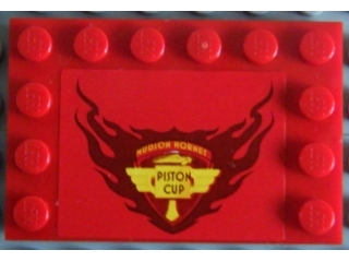 Tile, Modified 4 x 6 with Studs on Edges with 'HUDSON HORNET PISTON CUP' Pattern (Sticker) - Set 8484