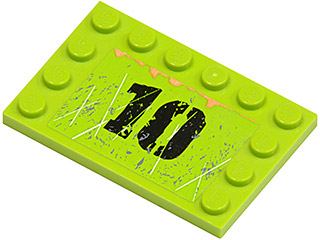 Tile, Modified 4 x 6 with Studs on Edges with Black '10', Rust and Scratches Pattern (Sticker) - Set 8964