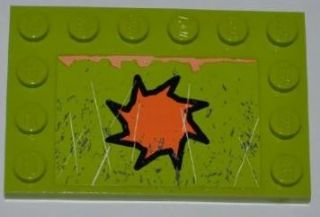 Tile, Modified 4 x 6 with Studs on Edges with Orange 8-Point Star, Rust and Scratches Pattern (Sticker) - Set 8964
