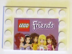 Tile, Modified 4 x 6 with Studs on Edges with LEGO Logo and Friends Pattern
