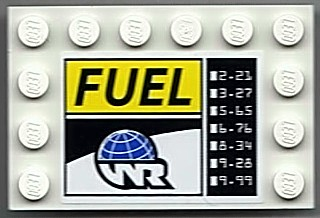 Tile, Modified 4 x 6 with Studs on Edges with 'FUEL', Globe and White 'WR' World Racers Logo Pattern (Sticker) - Set 8899