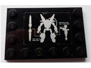 Tile, Modified 4 x 6 with Studs on Edges with Exo-Force Mech / Robot Pattern (Sticker) - Set 7709