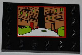 Tile, Modified 4 x 6 with Studs on Edges with Street Alley on Screen Pattern (Sticker) - Set 79103