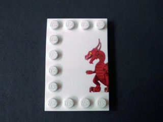 Tile, Modified 4 x 6 with Studs on Edges with Dragon Left Half Pattern