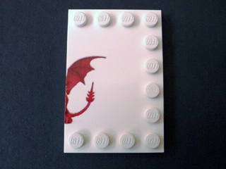 Tile, Modified 4 x 6 with Studs on Edges with Dragon Right Half Pattern