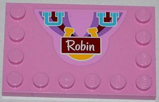 Tile, Modified 4 x 6 with Studs on Edges with Medium Azure Handles, Horseshoe and 'Robin' Pattern (Sticker) - Set 3186