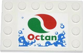 Tile, Modified 4 x 6 with Studs on Edges with Bubbles and Octan Logo Pattern (Sticker) - Set 4207
