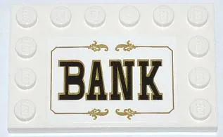 Tile, Modified 4 x 6 with Studs on Edges with 'BANK' Pattern (Sticker) - Set 79109