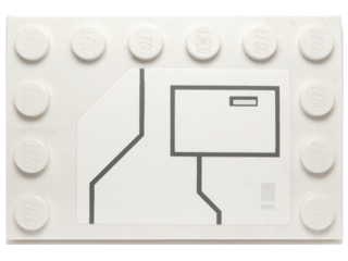 Tile, Modified 4 x 6 with Studs on Edges with Black Lines and Large Hatch Pattern Model Left Side (Sticker) - Set 7931