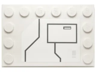 Tile, Modified 4 x 6 with Studs on Edges with Black Lines and Large Hatch Pattern Model Left Side (Sticker) - Set 7931