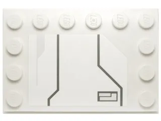 Tile, Modified 4 x 6 with Studs on Edges with Black Lines and Small Hatch Pattern Model Right Side (Sticker) - Set 7931