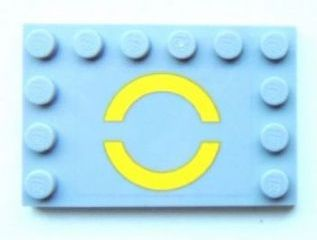 Tile, Modified 4 x 6 with Studs on Edges with Yellow SW Semicircles Pattern (Sticker) - Set 8098