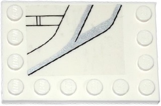 Tile, Modified 4 x 6 with Studs on Edges with DC Javelin Spaceship Pattern Model Left Side (Sticker) - Set 76028