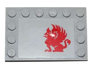 Tile, Modified 4 x 6 with Studs on Edges with Red Gryphon Pattern Model Left Side (Sticker) - Set 75081