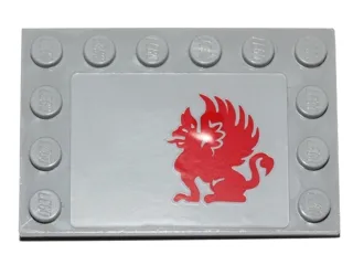 Tile, Modified 4 x 6 with Studs on Edges with Red Gryphon Pattern Model Left Side (Sticker) - Set 75081