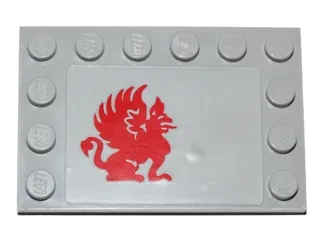Tile, Modified 4 x 6 with Studs on Edges with Red Gryphon Pattern Model Right Side (Sticker) - Set 75081