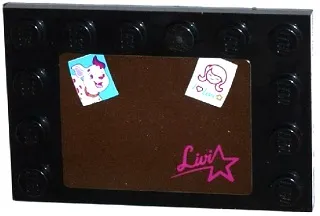 Tile, Modified 4 x 6 with Studs on Edges with Mirror with Dog Photo, 'I (Heart) LIVI' Drawing, 'Livi' and Star Pattern (Sticker) - Set 41104