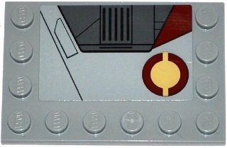Tile, Modified 4 x 6 with Studs on Edges with SW Jedi Interceptor and Dark Red SW Semicircles Pattern Model Right Side (Sticker) - Set 75135