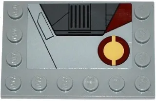 Tile, Modified 4 x 6 with Studs on Edges with SW Jedi Interceptor and Dark Red SW Semicircles Pattern Model Right Side (Sticker) - Set 75135
