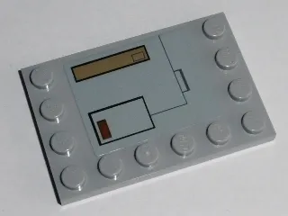 Tile, Modified 4 x 6 with Studs on Edges with Dark Tan Hatch and Black Outlined Hatch with Dark Red Button Pattern (Sticker) - Set 75140