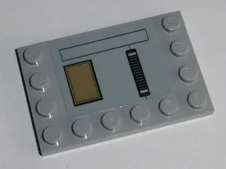 Tile, Modified 4 x 6 with Studs on Edges Dark Tan Hatch Black Grille Pattern (Sticker) - Set 75140