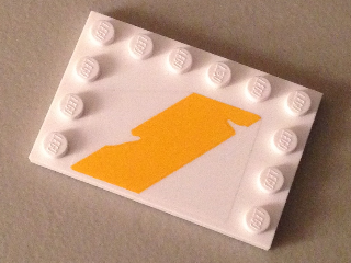 Tile, Modified 4 x 6 with Studs on Edges with Bright Light Orange Tattered Diagonal Stripe Pattern Model Right Side (Sticker) - Set 75053