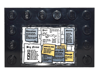 Tile, Modified 4 x 6 with Studs on Edges with Brick Wall with Posters and Notices Pattern (Sticker) - Set 10217