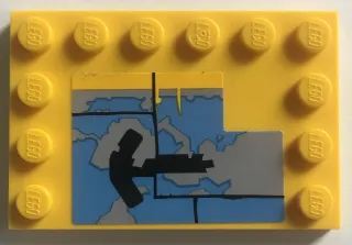 Tile, Modified 4 x 6 with Studs on Edges with Worn Paint Blue and Black Pattern (Sticker) - Set 75157