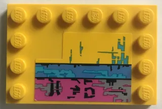 Tile, Modified 4 x 6 with Studs on Edges with Worn Paint Blue and Pink Pattern (Sticker) - Set 75157