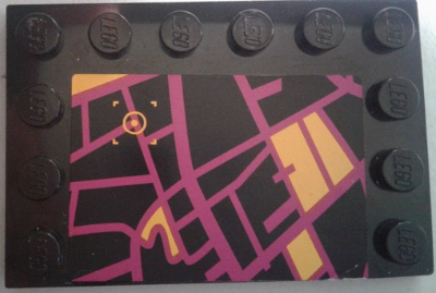 Tile, Modified 4 x 6 with Studs on Edges with Purple and Orange Satellite Map Pattern (Sticker) - Set 79117