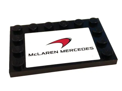 Tile, Modified 4 x 6 with Studs on Edges with 'McLAREN MERCEDES' on White Background Pattern (Sticker) - Set 75911