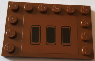 Tile, Modified 4 x 6 with Studs on Edges with Three Black Rectangular Air Vents Pattern (Sticker) - Set 75059