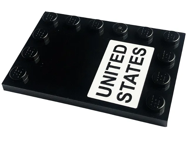 Tile, Modified 4 x 6 with Studs on Edges with 'UNITED STATES' on White Background Pattern (Sticker) - Set 10266